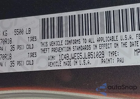 2018 Jeep Wrangler Jk Unlimited Altitude 4X4 из США, поврежденный, VIN 1C4BJWEG5JL851029